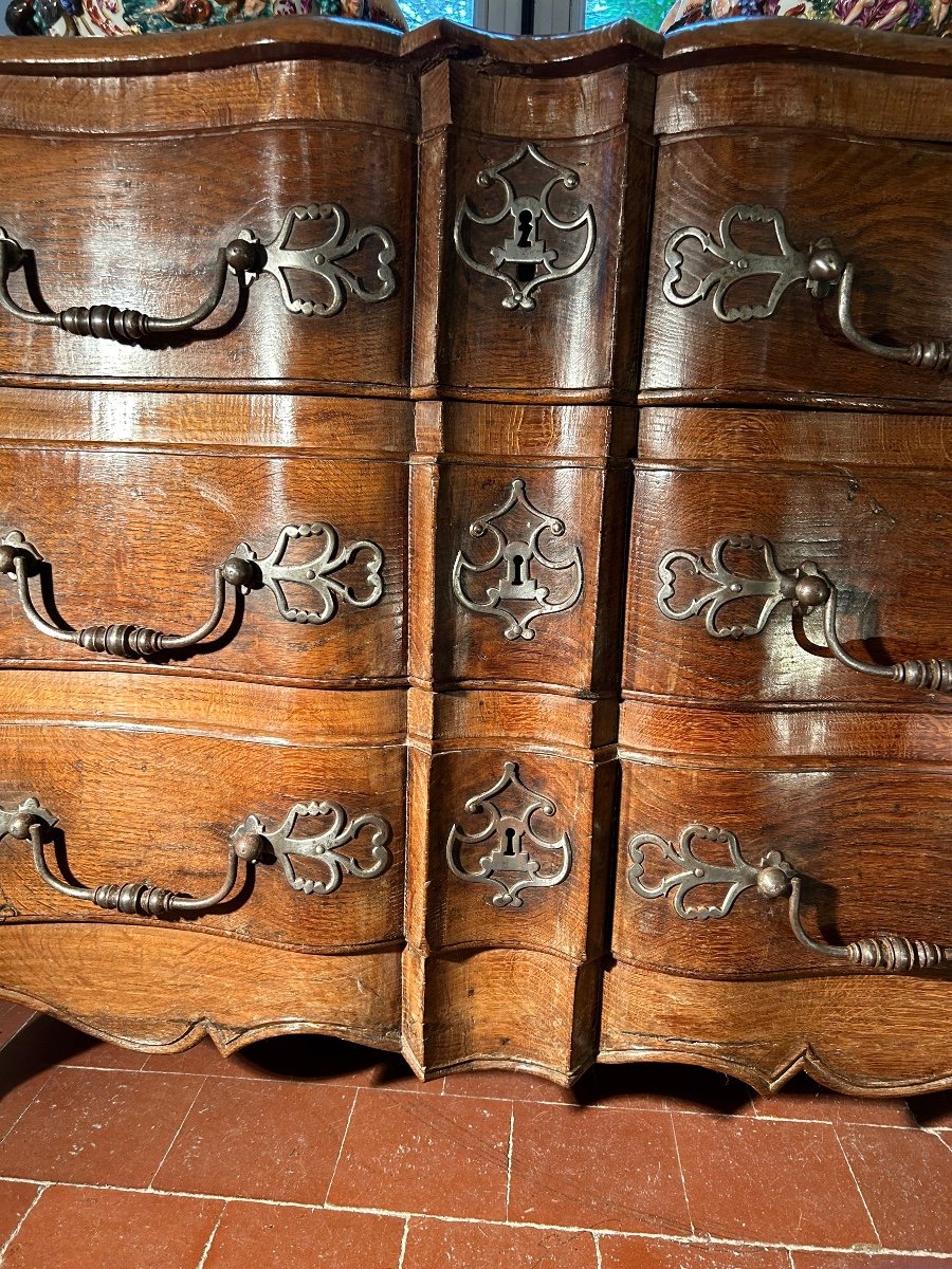 Commode En Chêne D’époque Louis XV, Aux Belles Ferronneries D’acier -photo-4