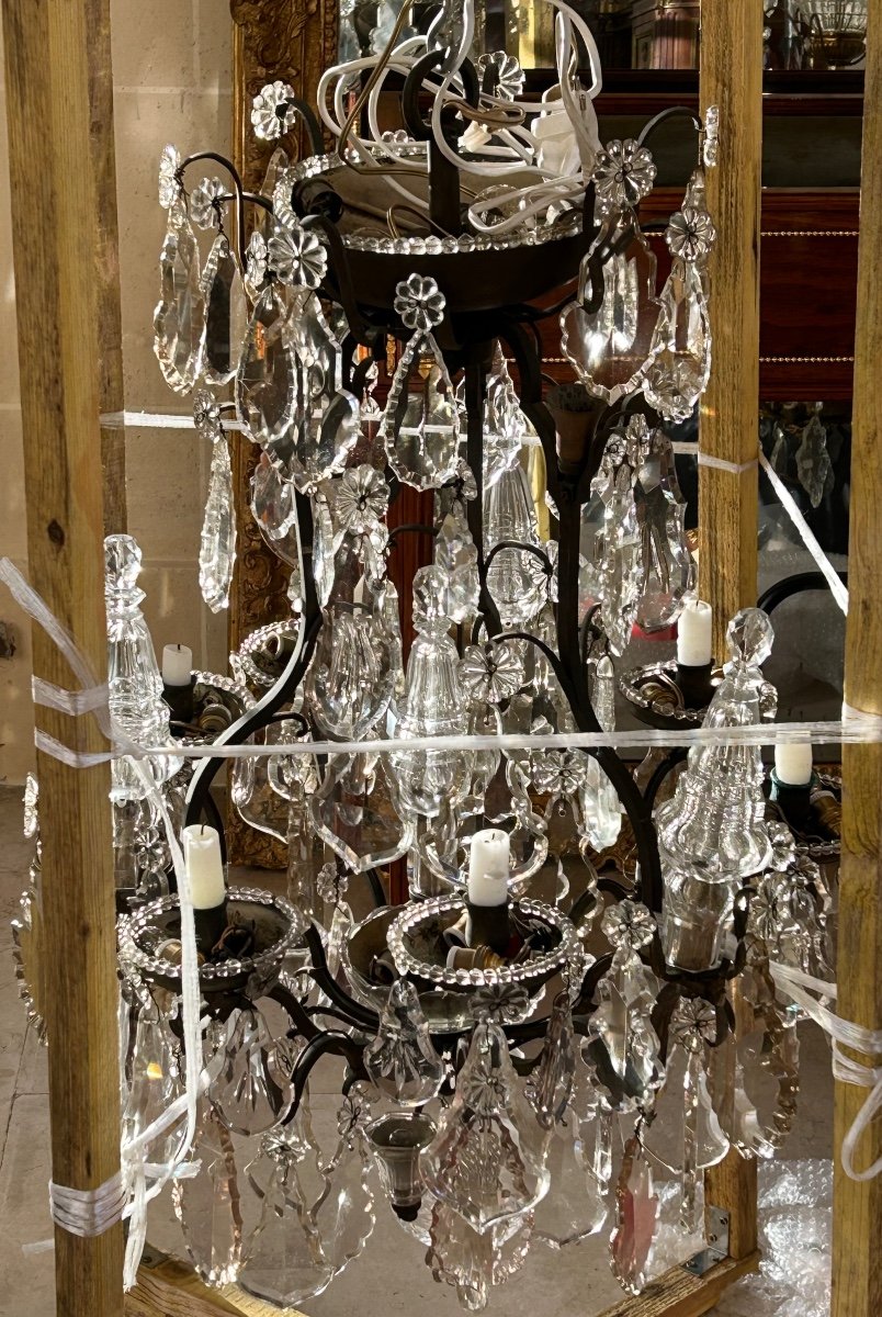 Very Beautiful Chandelier Attributed To Baguès In Bronze And Crystal, 19th Century.-photo-7