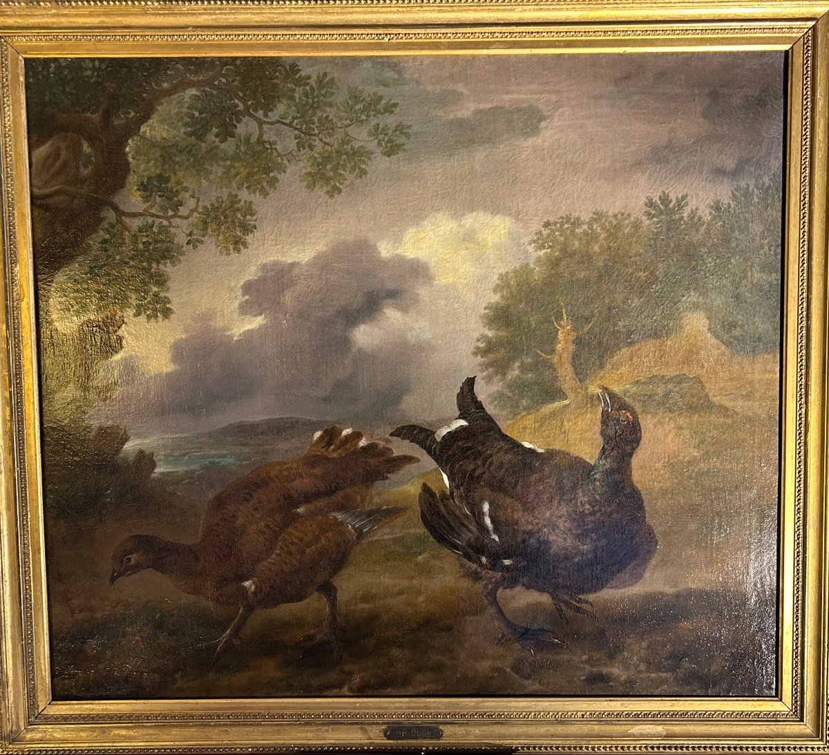 Huile Sur Toile D’époque XVIIIe Représentant Un Couple De Tétras, école De Jean-baptiste Oudry