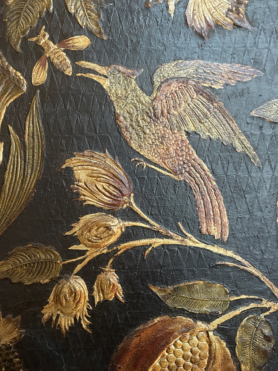 Paravent à 4 Feuilles en Cuir de Cordoue D’époque XVIIIe-photo-2