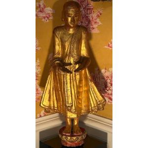 Burmese Buddha In Golden Wood.