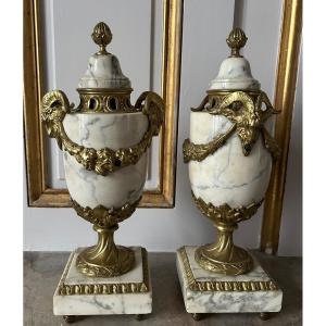 Paire De Cassolettes Ou Pots-pourris De Style Louis XVI