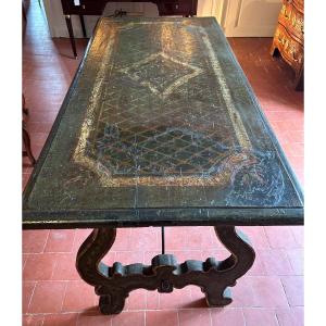 17th Century Painted Wooden Spanish Table.