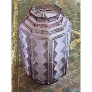 Large Vase Signed Daum In Purple Glass From The Art Deco Period Circa 1930