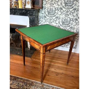 Game Table In Marquetry, Louis XVI Style , 18 Century.