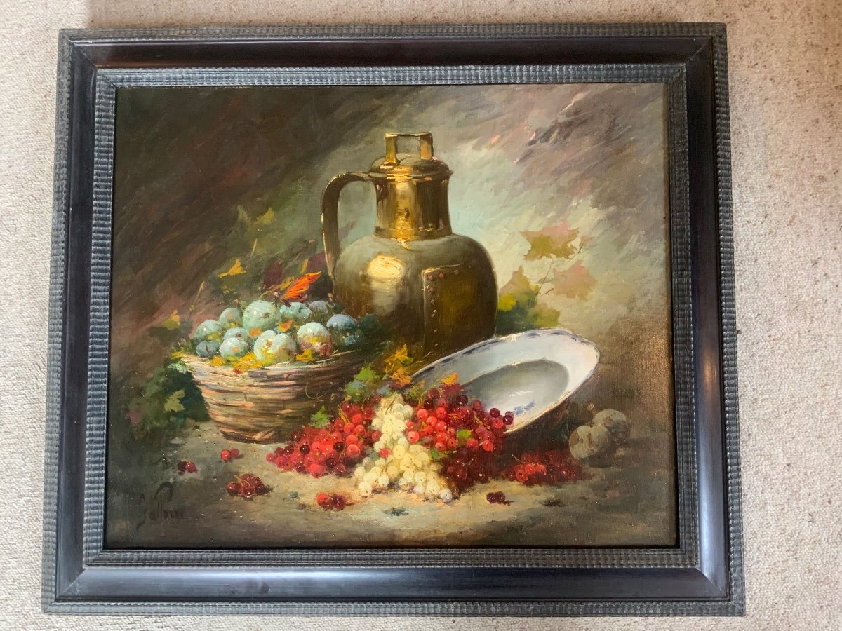 Pair Of Still Life Paintings Signed émile Gallois-photo-1