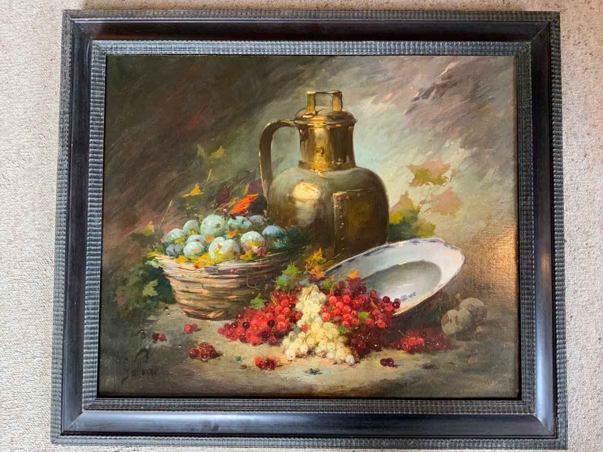 Pair Of Still Life Paintings Signed émile Gallois-photo-2