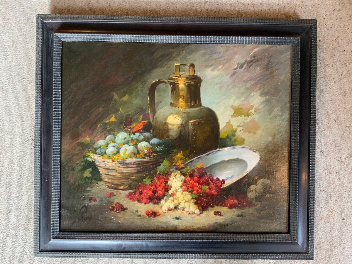 Pair Of Still Life Paintings Signed émile Gallois-photo-5