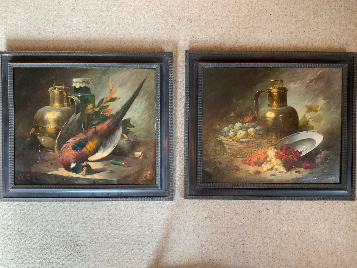 Pair Of Still Life Paintings Signed émile Gallois