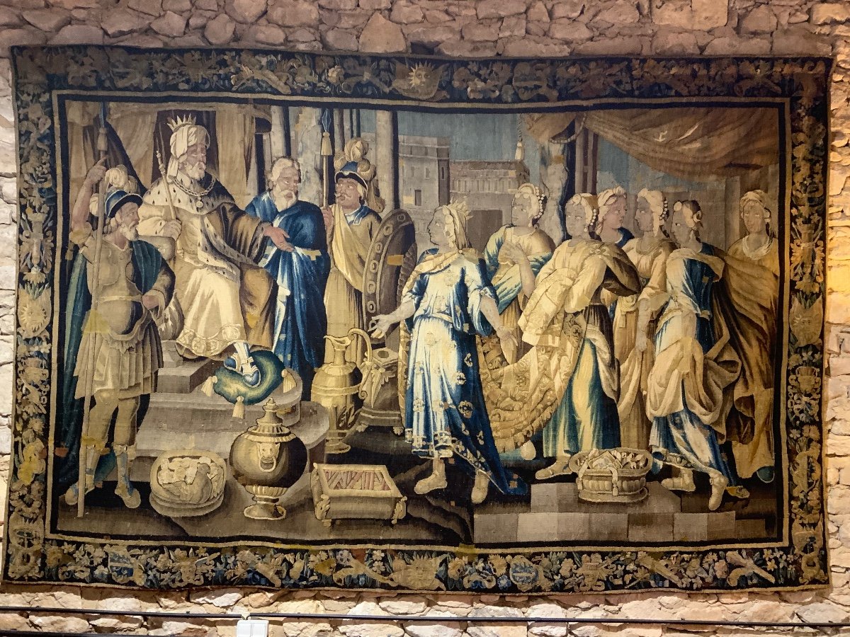 Aubusson Tapestry With Large Characters From The 17th Century
