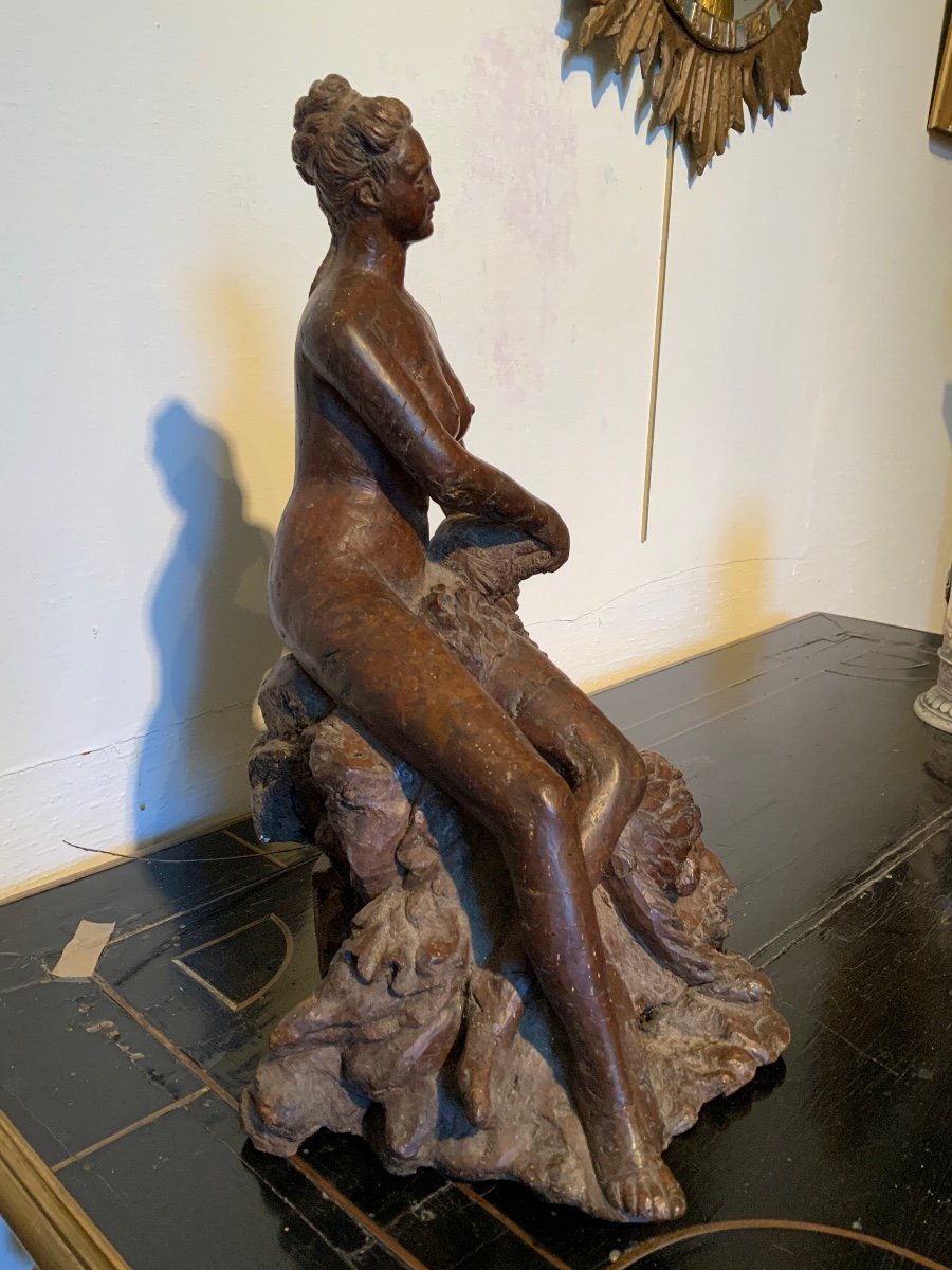 Sculpture En Bois D’olivier, Femme Avec Son Chien.-photo-2