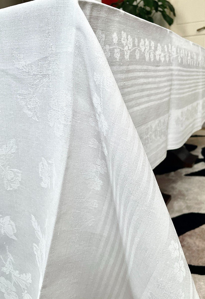 Very Large Ceremonial Tablecloth - Numbered - B - On Damask Linen - Antique Linen 