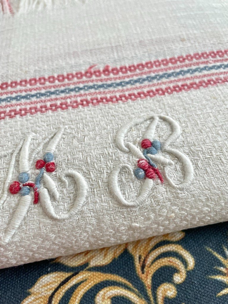 Guest Towels - Granite Linen - Mb Monogram - Antique Linen-photo-2