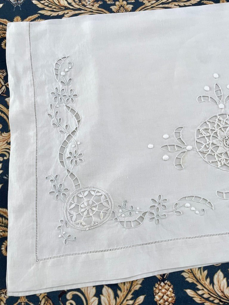 Pochette Pour Linge Fin - Pur Fil - Initiales CR  - Broderie Anglaise - Vers 1900-photo-2