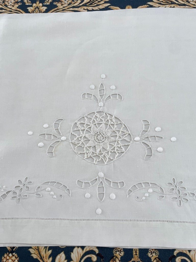 Pochette Pour Linge Fin - Pur Fil - Initiales CR  - Broderie Anglaise - Vers 1900-photo-3