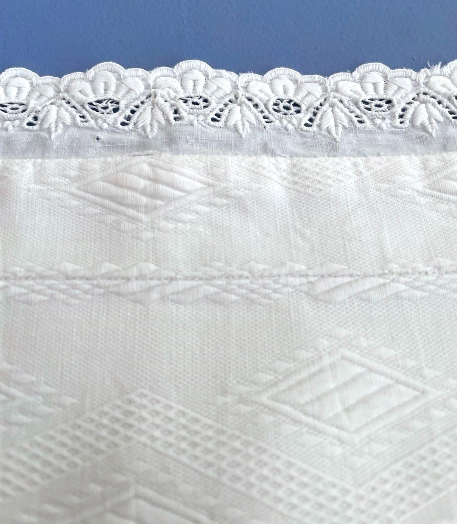 Pair Of Cm Marked Pillowcases - White Waffle Cotton - Late 19th Century -photo-5