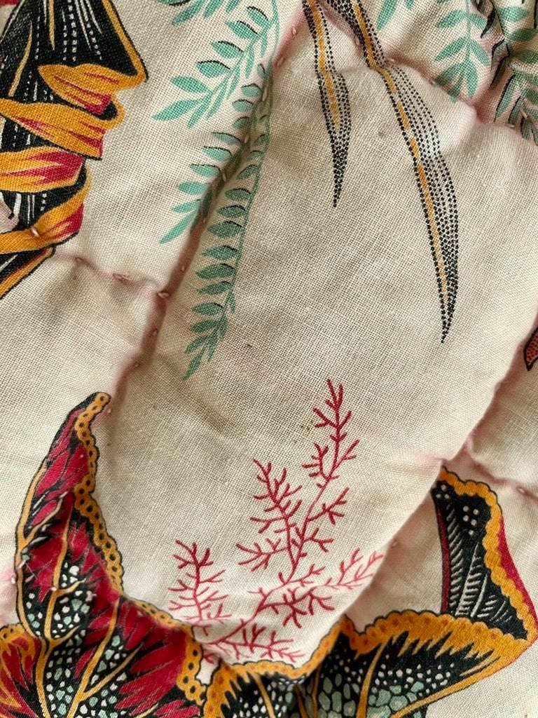 Padded Marseille Quilt - Floral Patterned Indian Quilt - Foot Quilt - 19th Century-photo-4