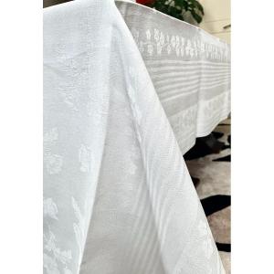 Very Large Ceremonial Tablecloth - Numbered - B - On Damask Linen - Antique Linen 