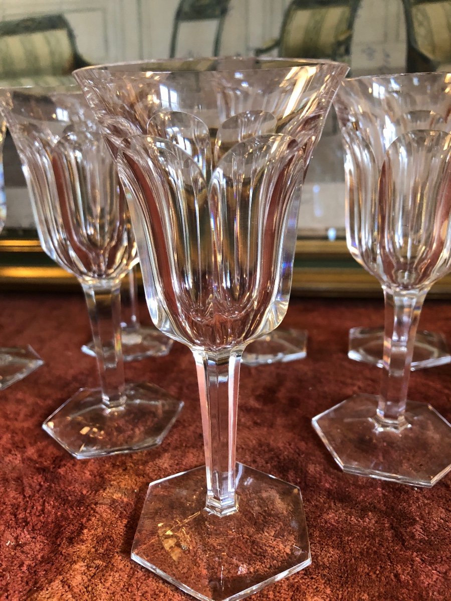 Baccarat Glasses. Malmaison. 6 White Wine Glasses. 13.5 Cm  -photo-2