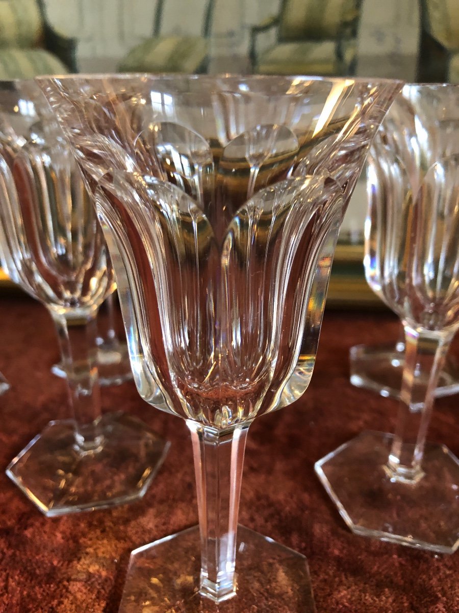 Baccarat Glasses. Malmaison. 6 White Wine Glasses. 13.5 Cm  -photo-3