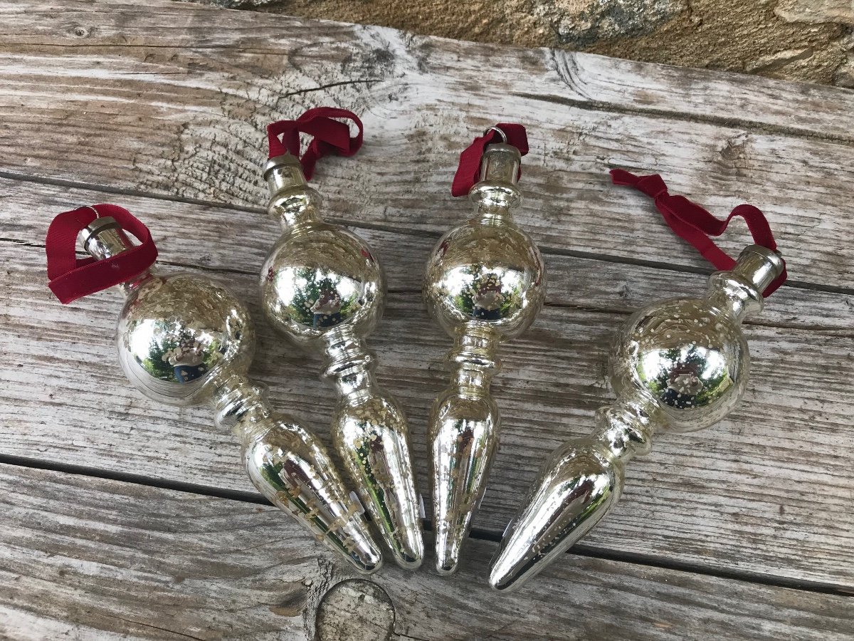 Mercurized Glass. Ear Garland (x4) Christmas Decoration-photo-4