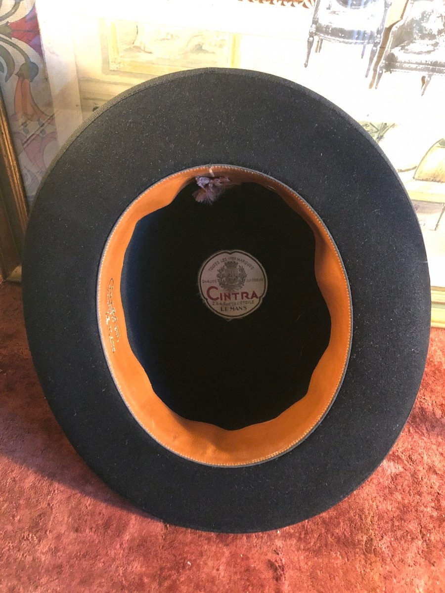 Black Felt Hat Borsalino Style. Size 60/61-photo-3