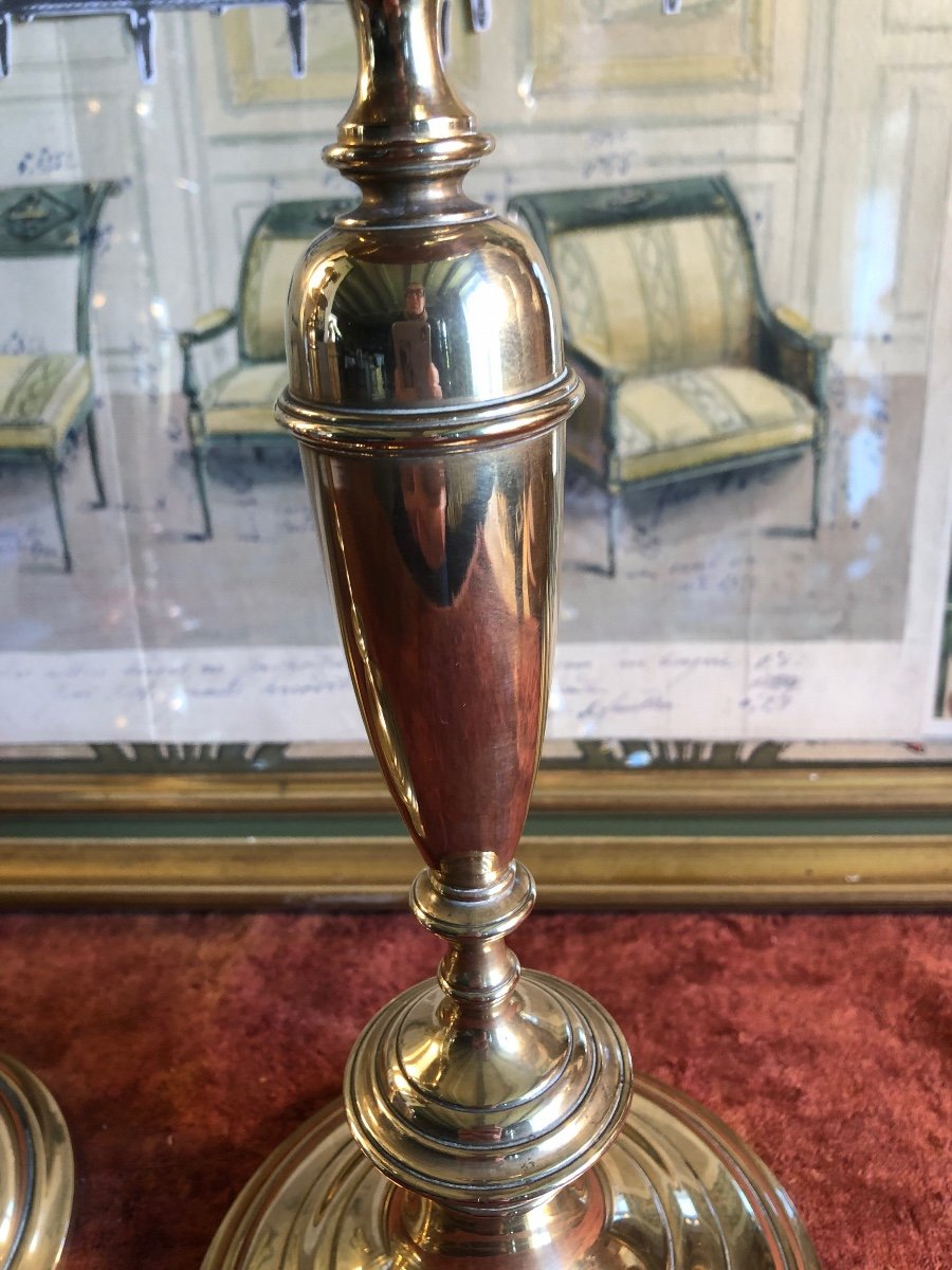 Pair Of Candlesticks In Gilt Bronze. 19th Century-photo-3