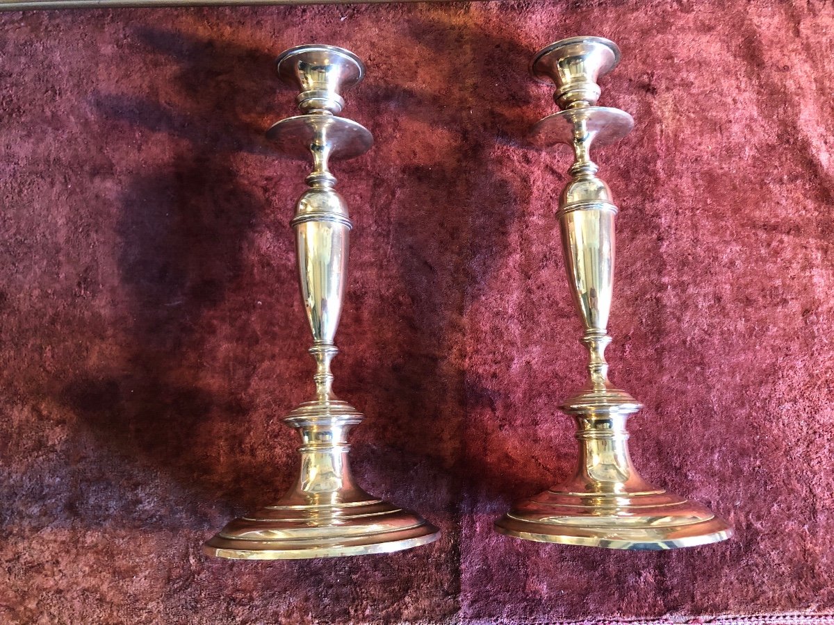 Pair Of Candlesticks In Gilt Bronze. 19th Century-photo-2