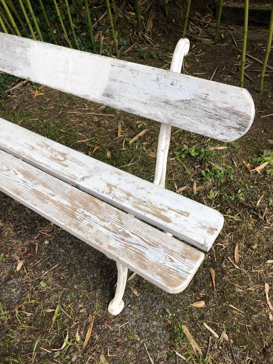 Banc De Jardin En Bois Et Pieds En Fonte. XIXème-photo-2