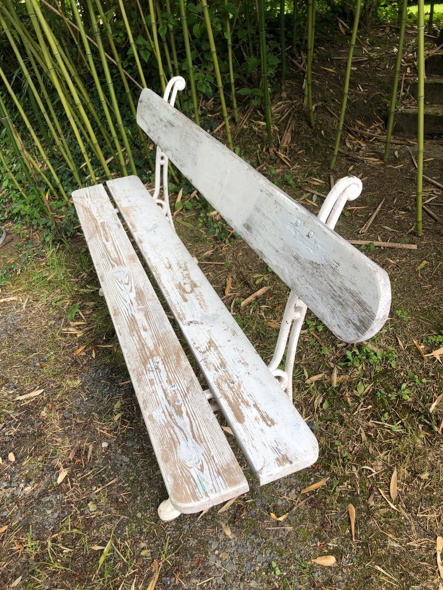 Banc De Jardin En Bois Et Pieds En Fonte. XIXème-photo-3