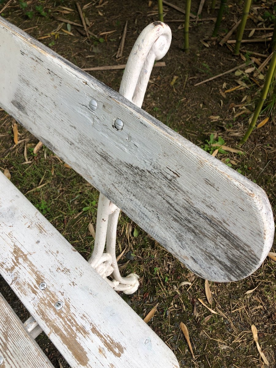 Banc De Jardin En Bois Et Pieds En Fonte. XIXème-photo-1