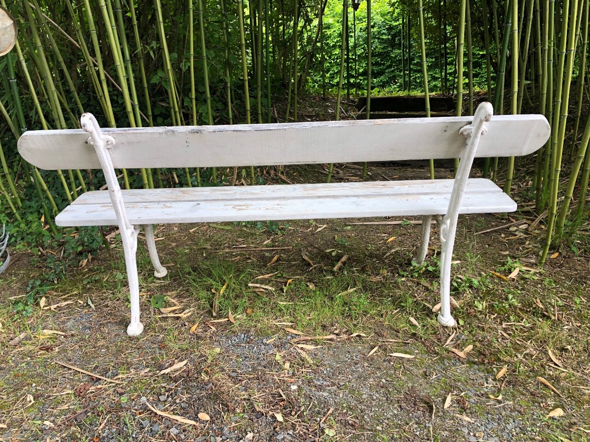 Banc De Jardin En Bois Et Pieds En Fonte. XIXème-photo-2