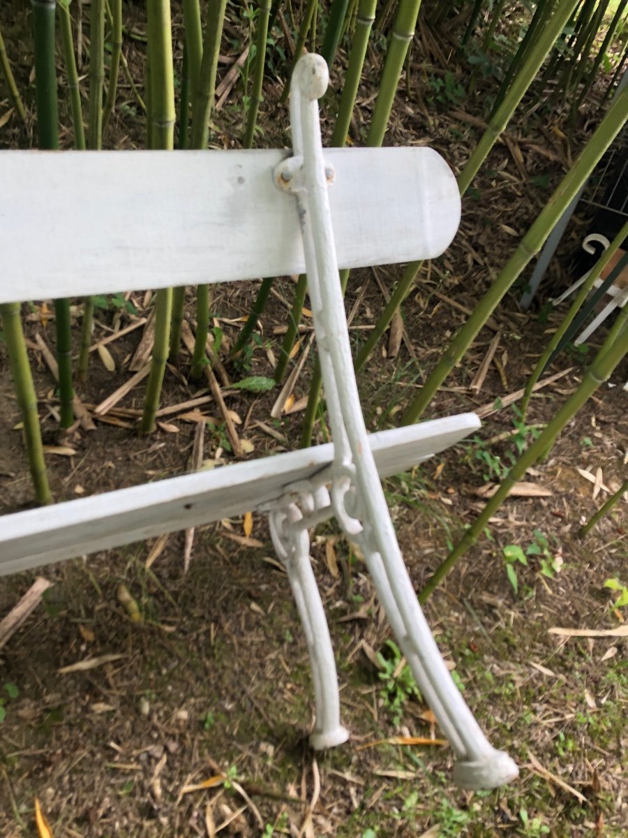 Banc De Jardin En Bois Et Pieds En Fonte. XIXème-photo-3