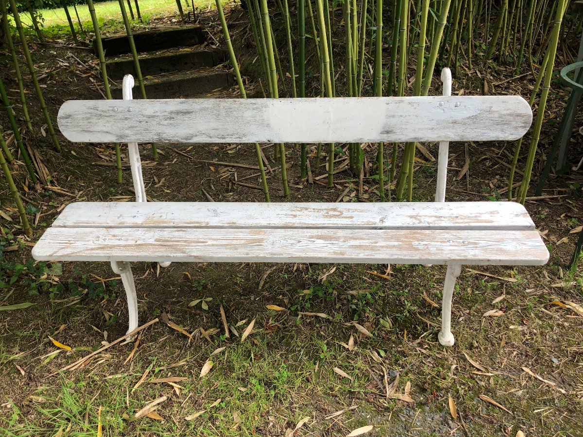 Banc De Jardin En Bois Et Pieds En Fonte. XIXème-photo-7