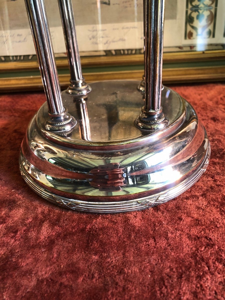 Pair Of Fruit Bowls In Silver Metal And Crystal. 19th Century-photo-2