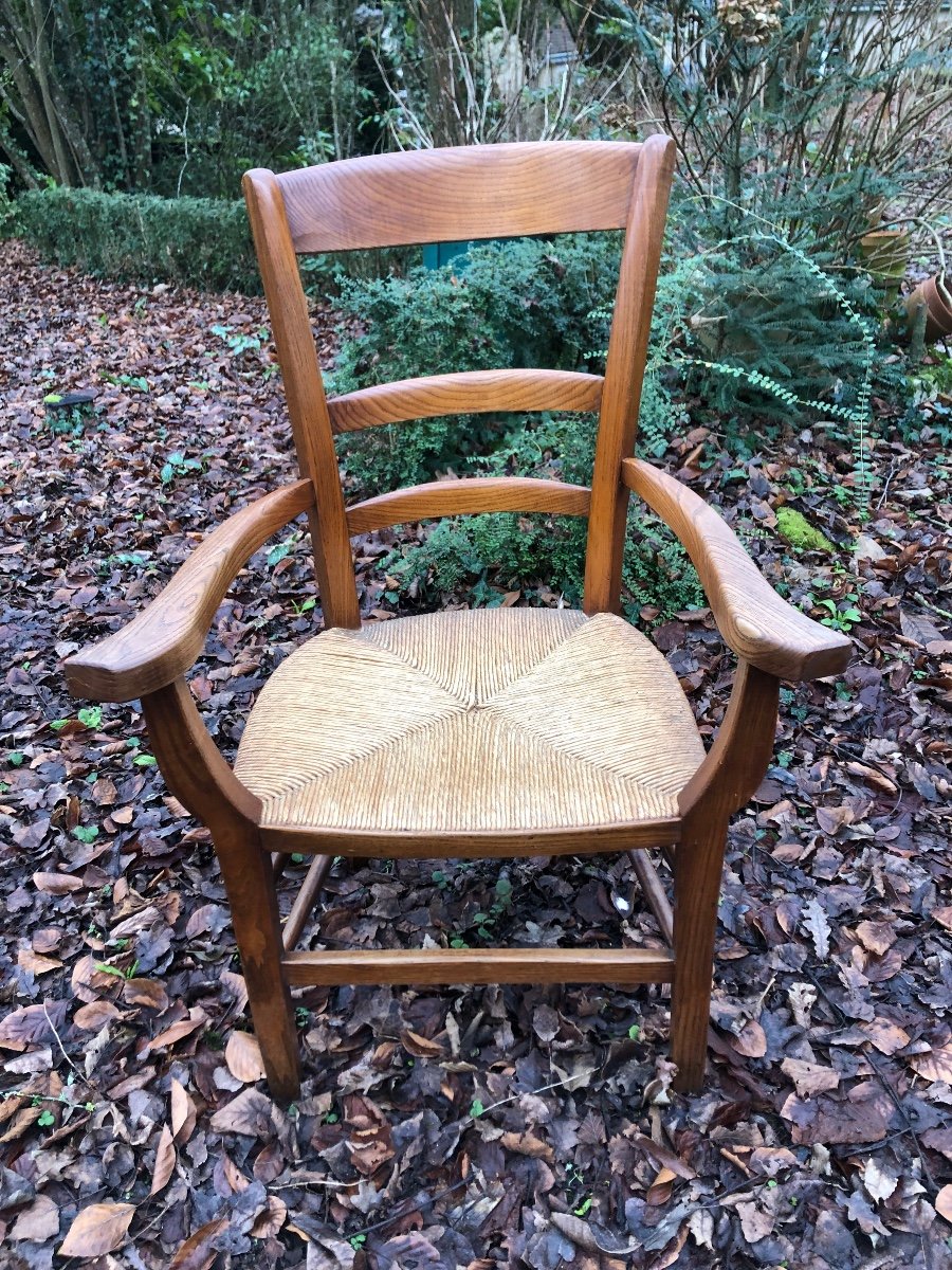 Fauteuil Paillé En Noyer 