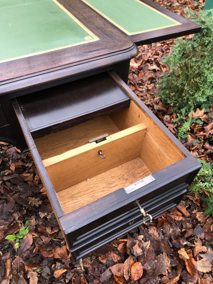 Bureau De Notaire En Bois Noirci, Avec Tablettes. XIXème -photo-2