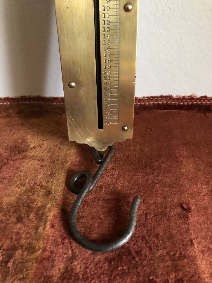 Peson, English Brass Luggage Scale, From 1939. Large Model. -photo-1