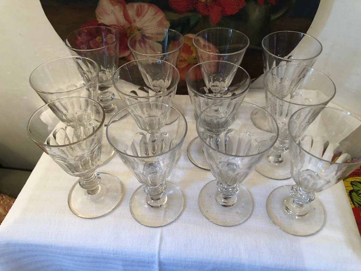 Verres En Cristal, Forme Tulipe ( X12). XIXème-photo-5