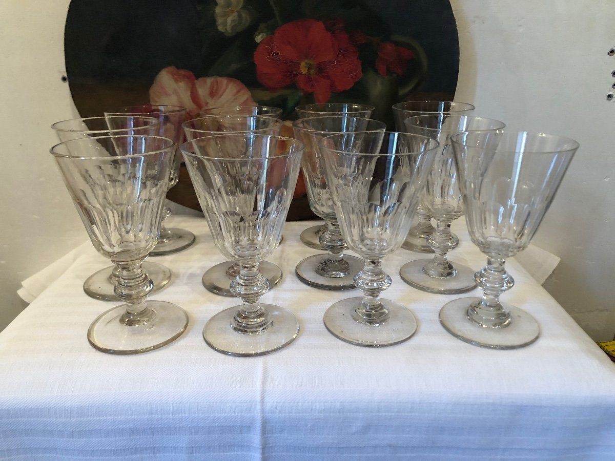 Verres En Cristal, Forme Tulipe ( X12). XIXème-photo-8