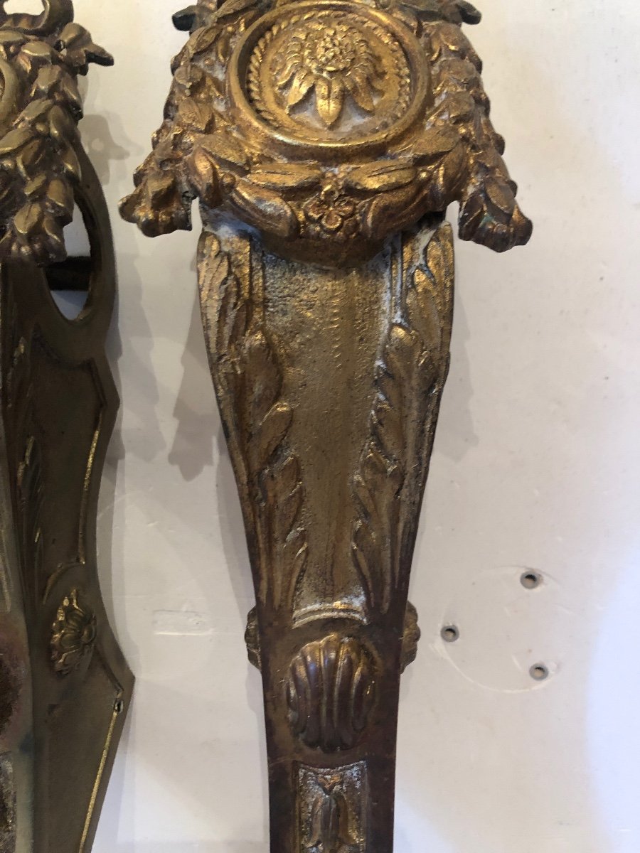 Louis XVI Supports Or Rod Doors In Gilded Bronze. Early 19th Century-photo-3