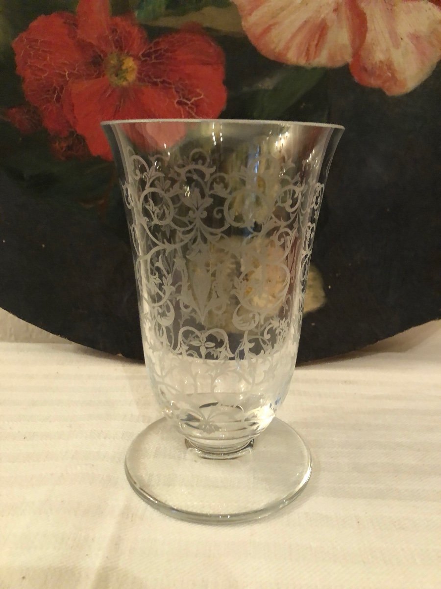 Large Stemmed Glass, Or Vase In Baccarat Crystal. Chiseled And Signed. -photo-4