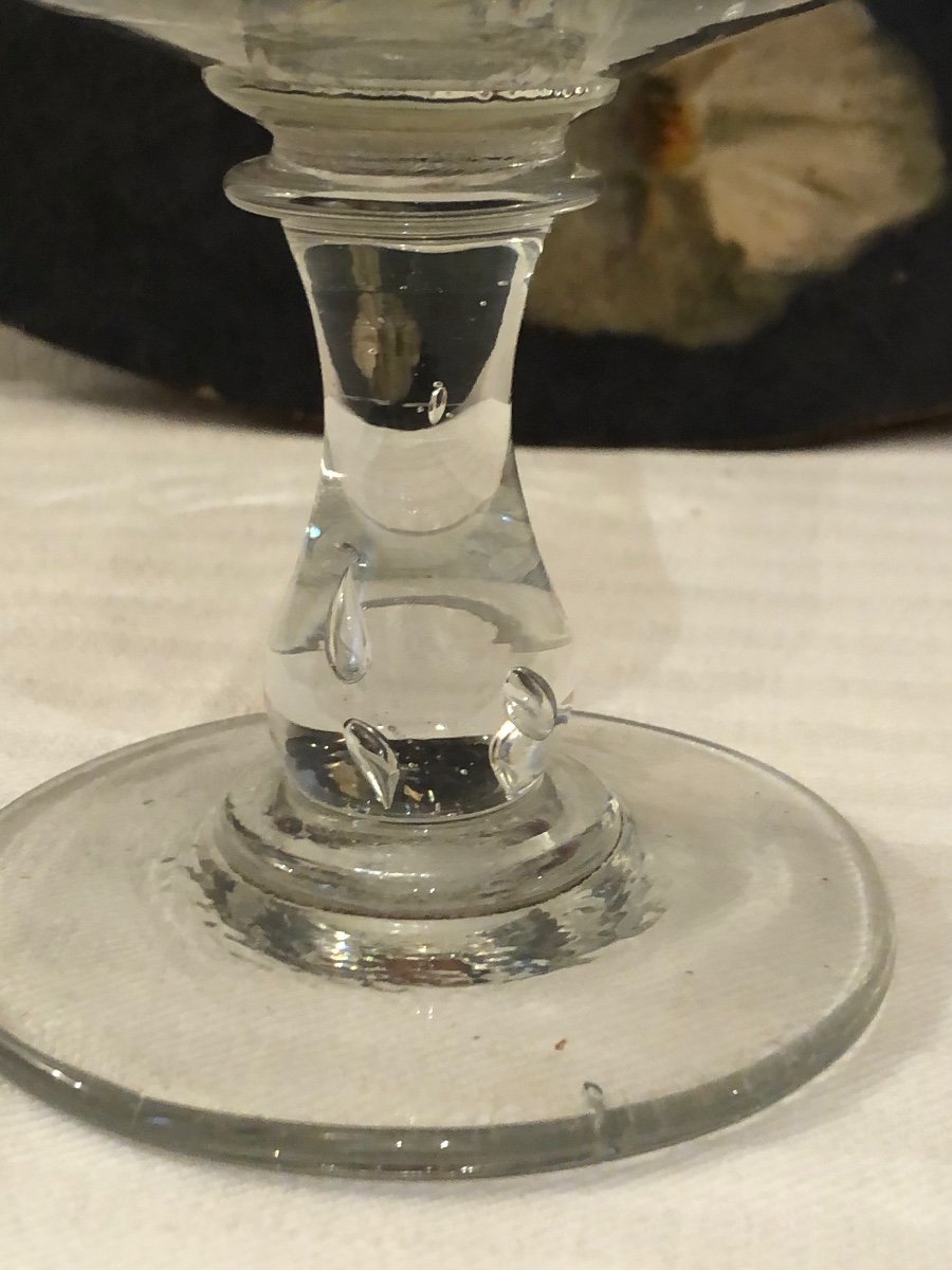 Grand Verre à Pied, dit De Mariage, Ciselé De Guirlandes. XIXème -photo-1