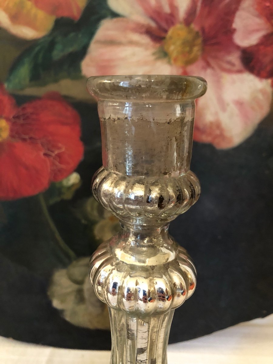 Pair Of Eglomise Glass Candlesticks. 19th Century -photo-4