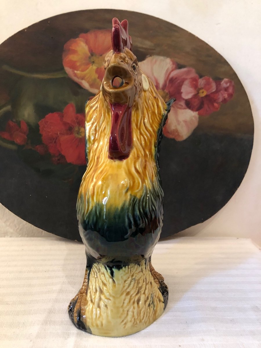 Rooster Pitcher, Orchies, Barbotine. -photo-2