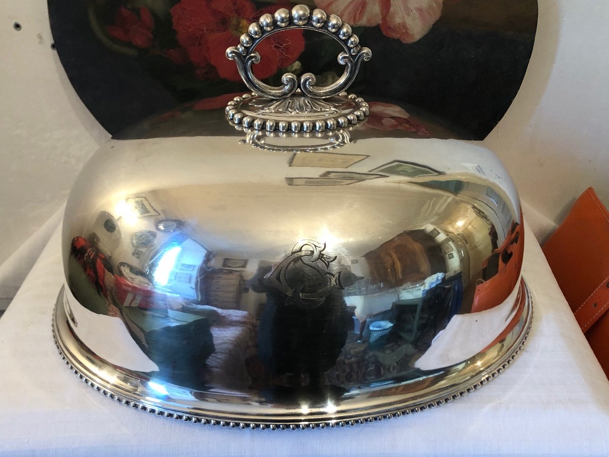 Grande Cloche De Service De Château, En Métal Argenté. Début XXème -photo-2