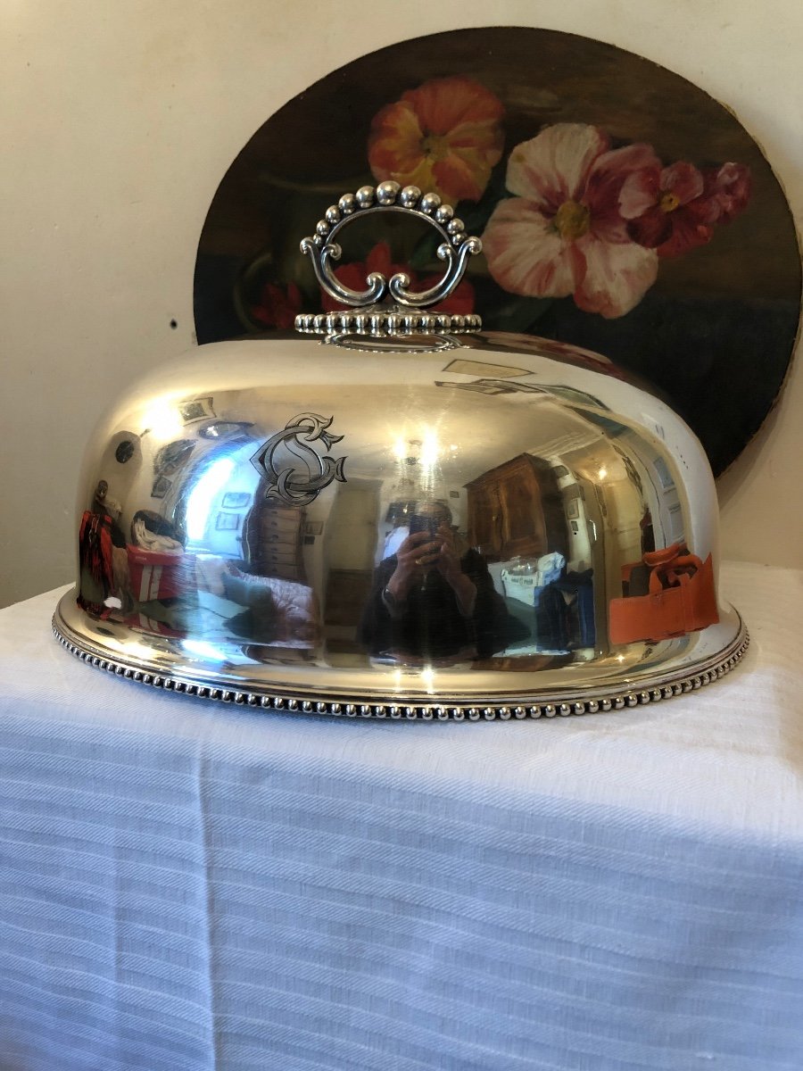 Grande Cloche De Service De Château, En Métal Argenté. Début XXème 