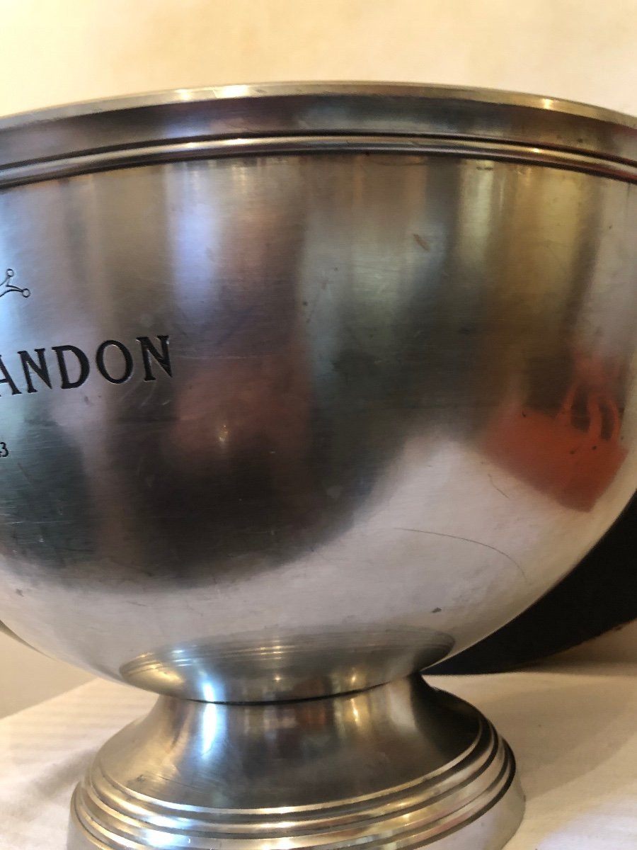 Moët Et Chandon Pewter Champagne Bucket, Champagne Glass And Ice Cubes -photo-4