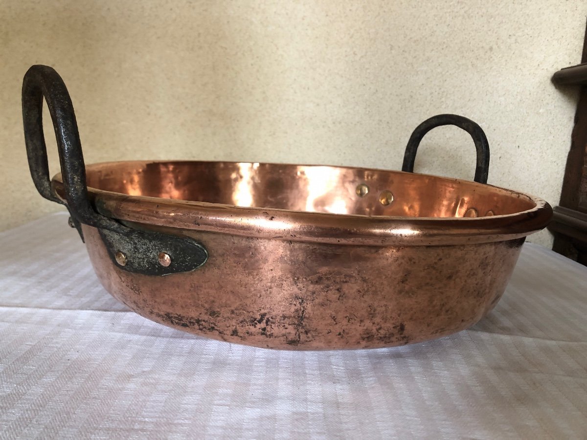 Copper Jam Basin And Skimmer. 19th Century-photo-2