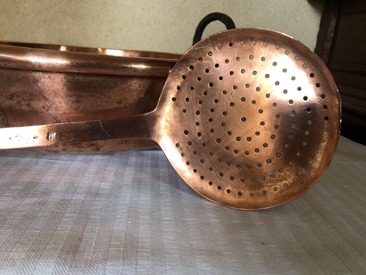 Copper Jam Basin And Skimmer. 19th Century-photo-4